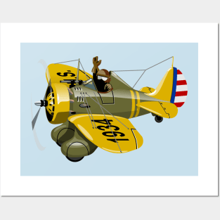 Cartoon Retro Fighter Plane Posters and Art